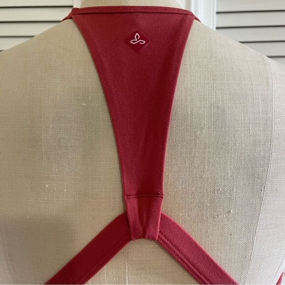 Prana Racerback Crimson Red & White Tank Top Sz-L - Picture 3 of 9